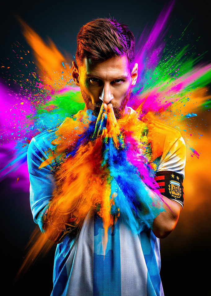 Lionel Messi Colorful Powder Explosion