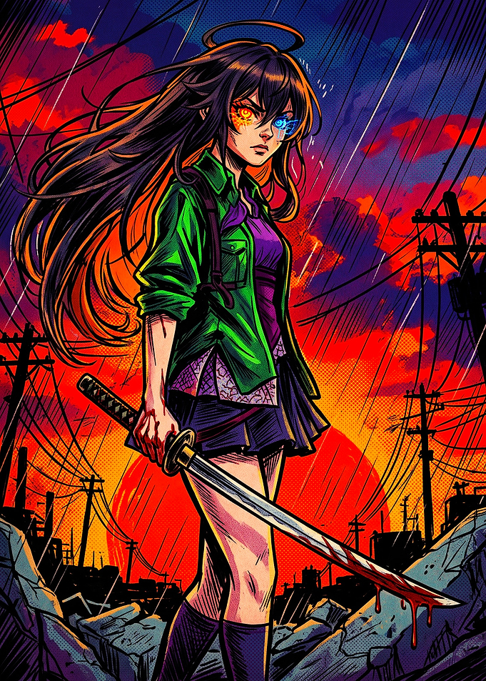 Anime Warrior Girl with Katana