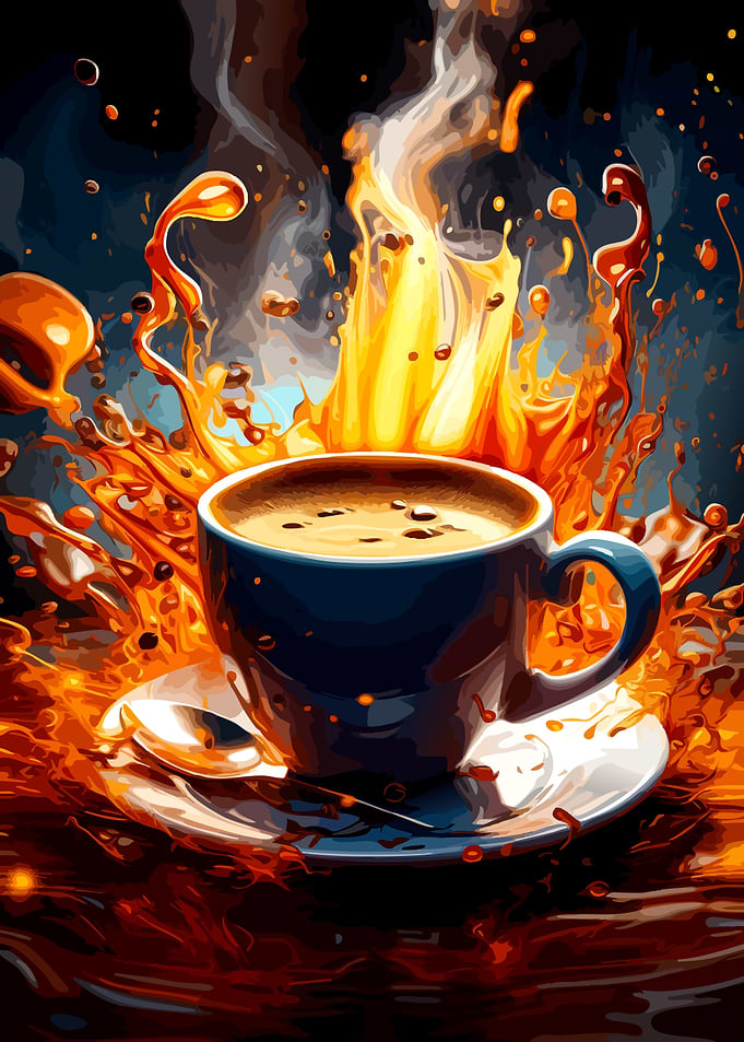 Fiery Coffee Cup Explosion
