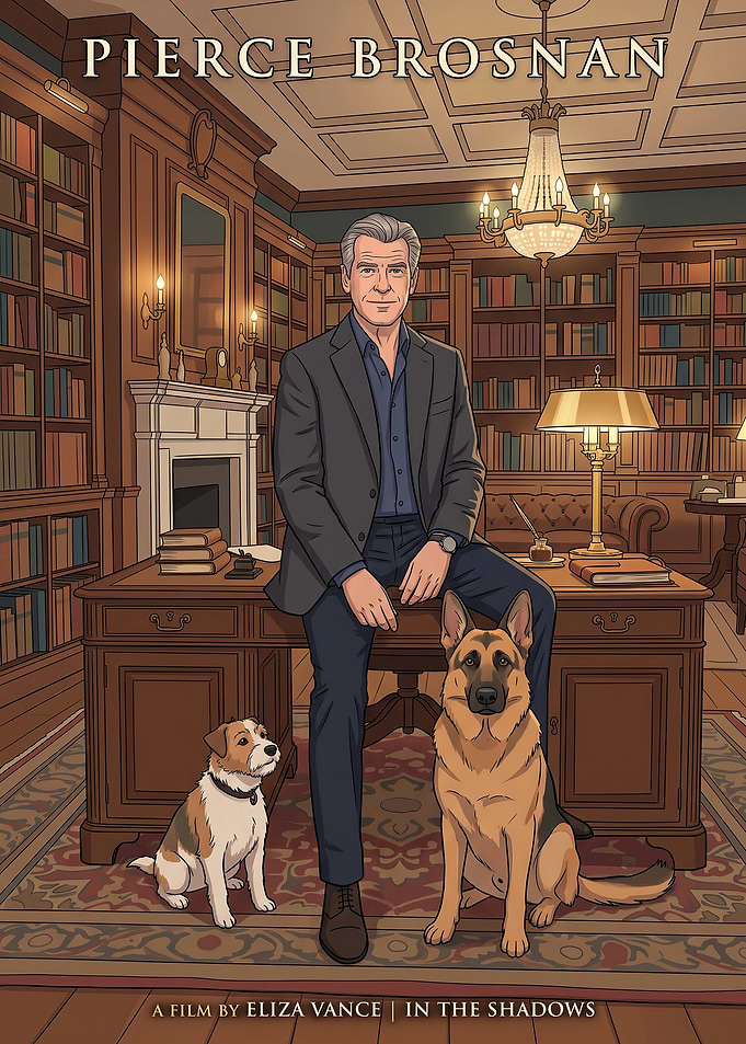 Pierce Brosnan in Library Portrait