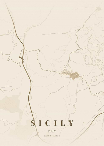 Minimalist Map of Sicily Italy
