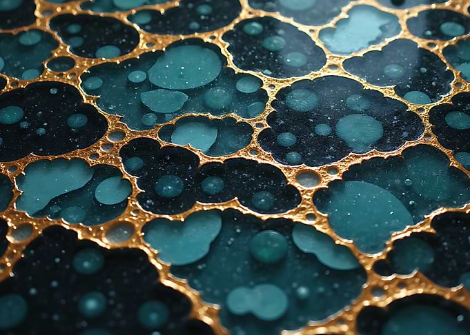 Abstract Teal and Gold Resin Art