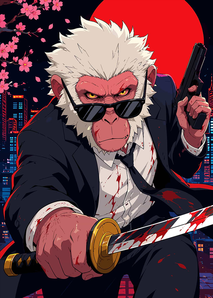 Armed Monkey Assassin in Suit