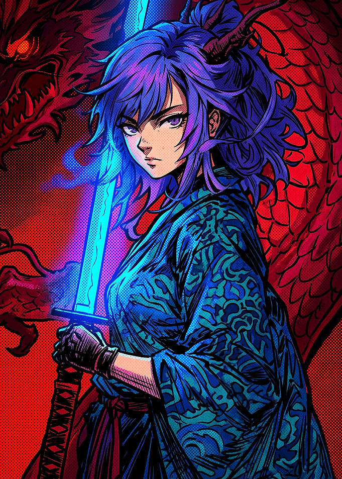 Anime Warrior with Glowing Sword