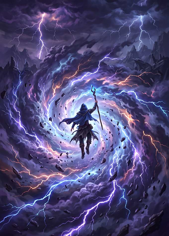 Mage Summoning a Lightning Storm