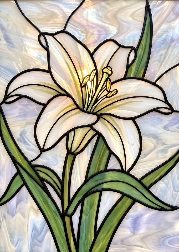White Lily Panel - Stained Glass