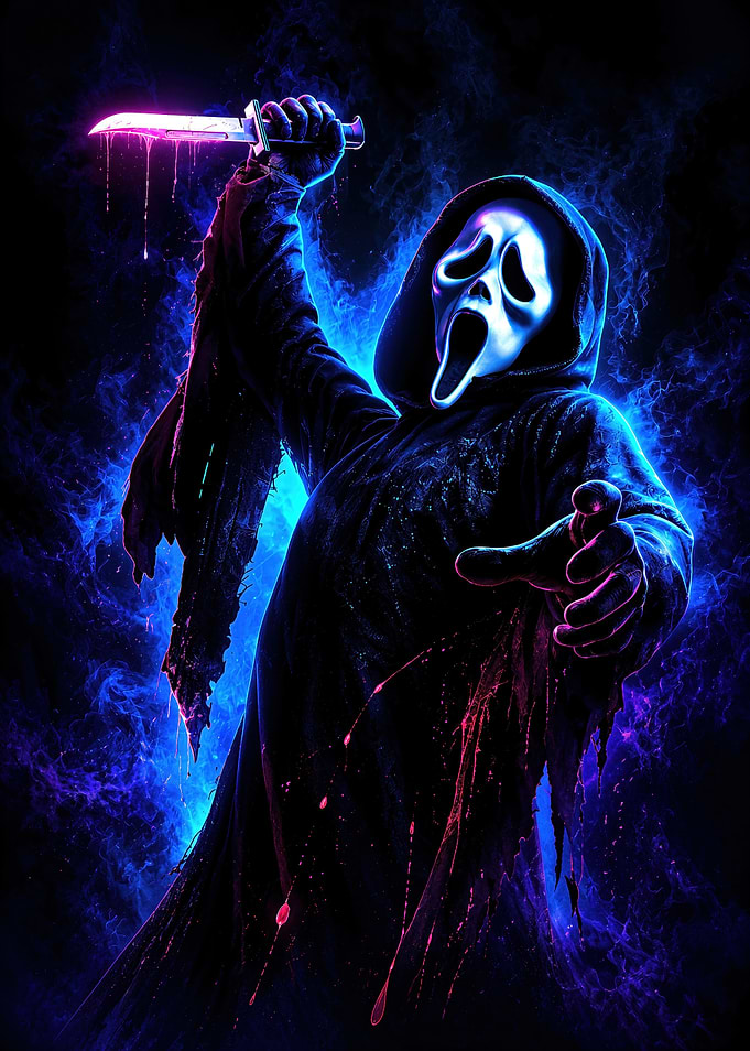 Neon Ghostface Horror Movie