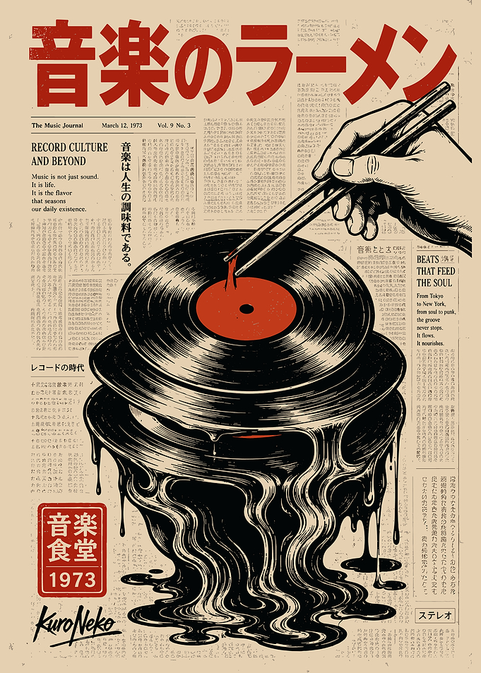 Music Ramen Vinyl Record Poster