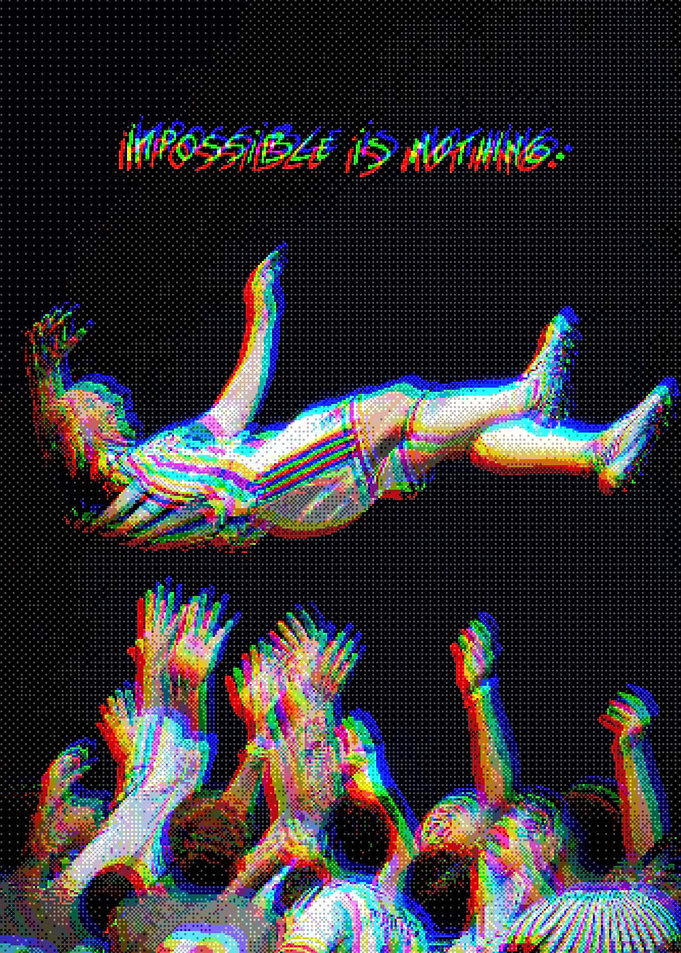 Impossible Is Nothing Glitch Art Poster
