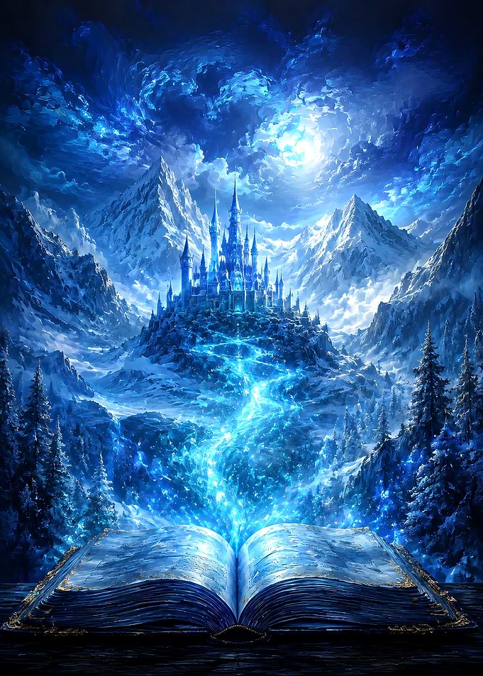 Magical Castle Emerging from Open Book
