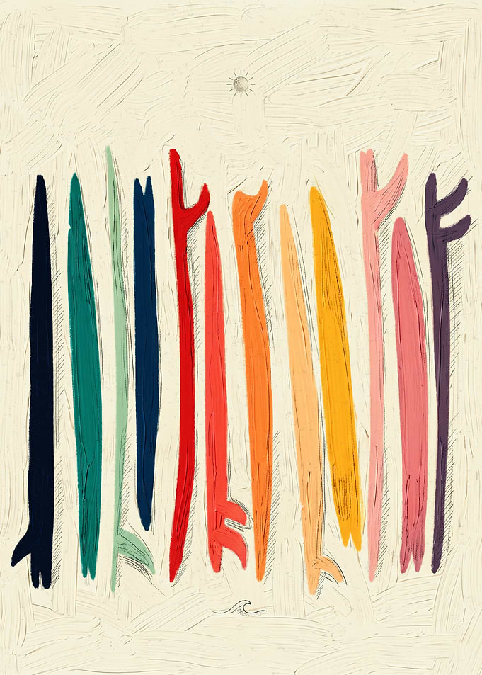 Abstract Colorful Surfboards Minimal Art