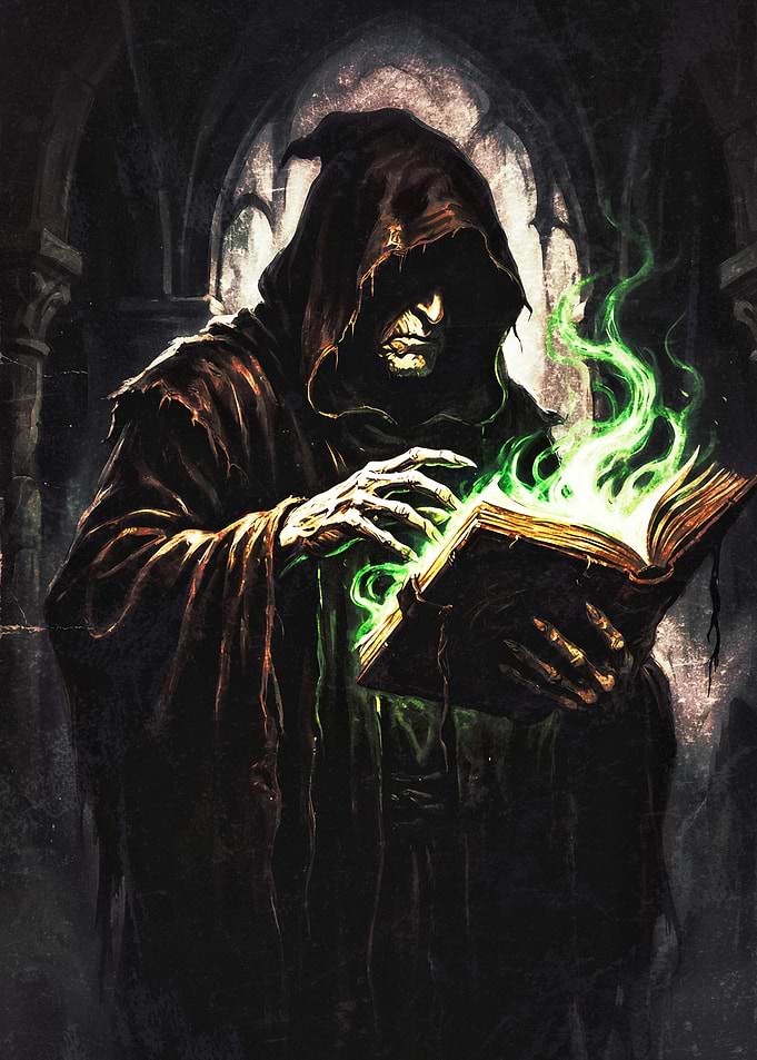 Dark Wizard Casting Green Magic