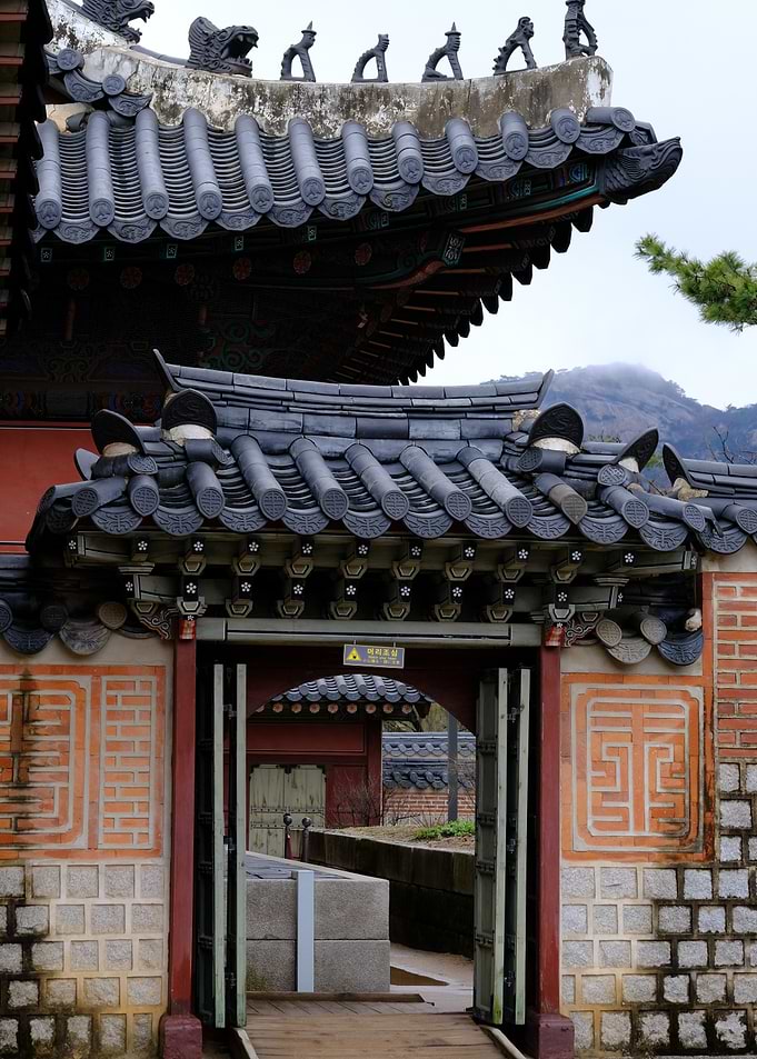 Traditional Korean Palace Gate Entrance