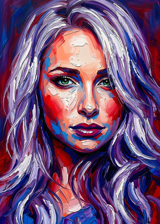 Vibrant Impasto Portrait of a Woman