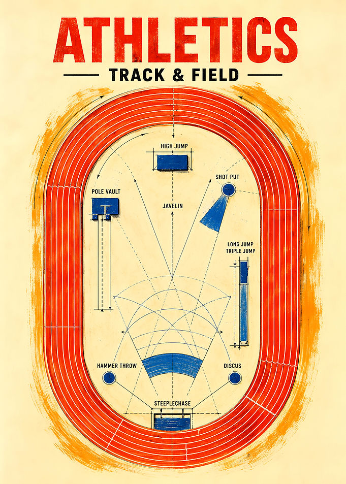 Athletics Track and Field Diagram Poster