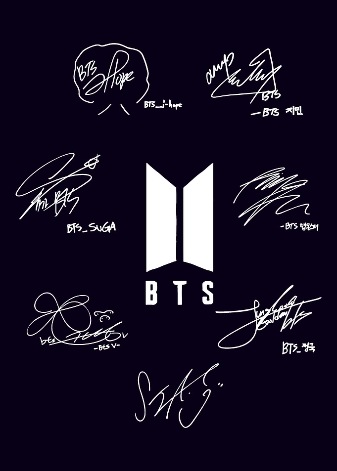 BTS Logo and Member Signatures