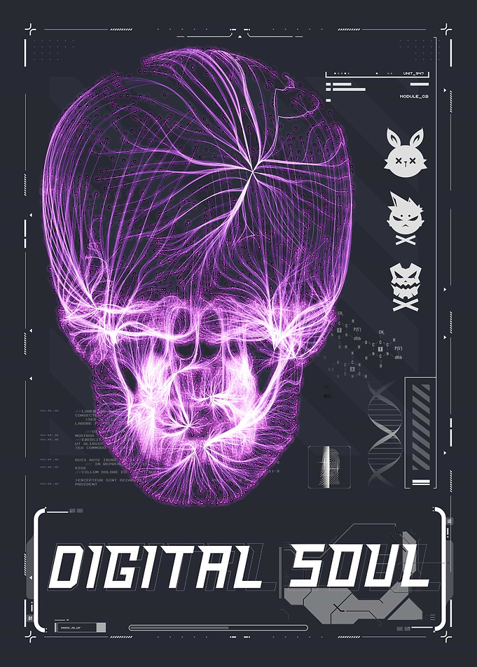 Digital Soul Cyberpunk Skull Graphic