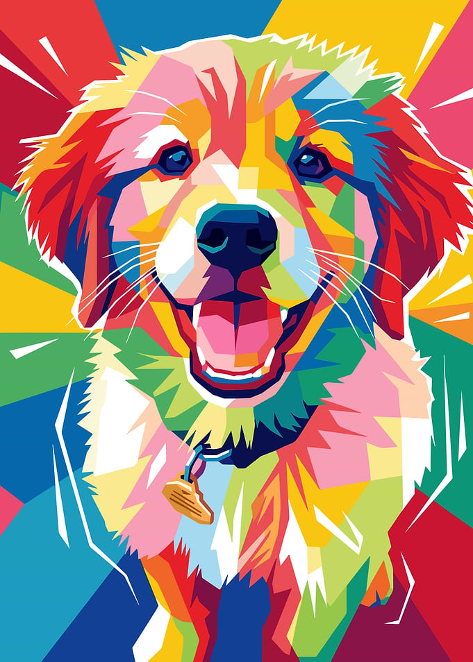 Colorful Pop Art Golden Retriever Portrait