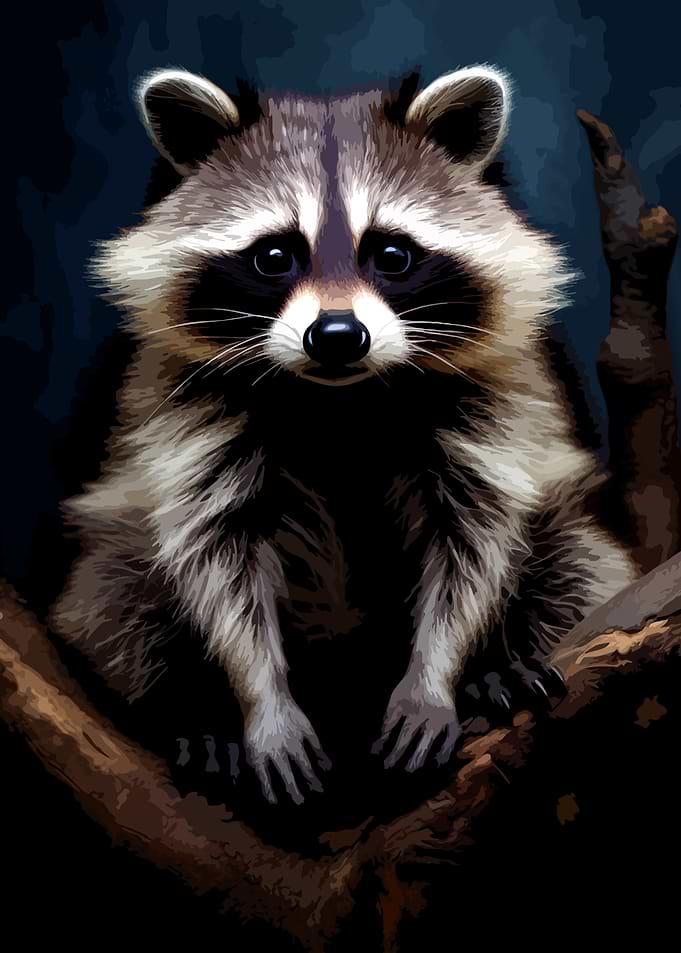 Portrait of a Cute Raccoon