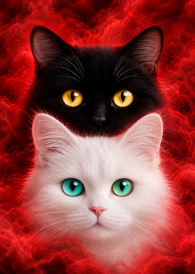 Black and White Cats in Smoke