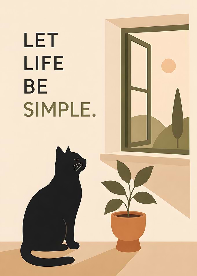 Let Life Be Simple Cat Poster