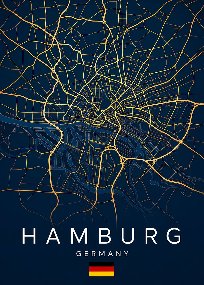Hamburg Germany City Map Poster