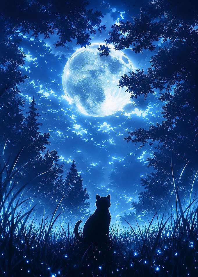 Moonlit Cat Dreams