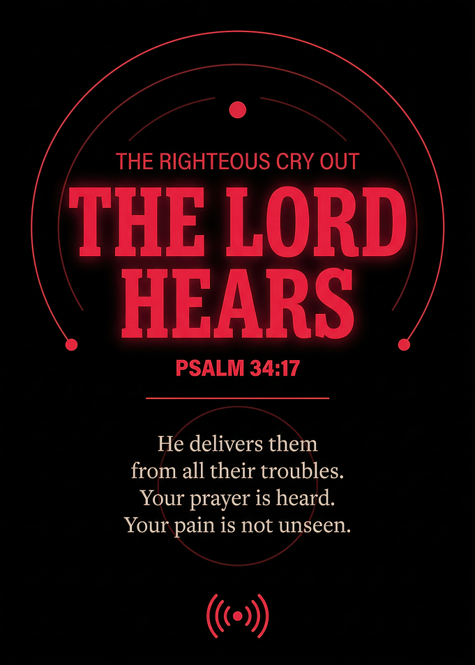 Psalm 34:17 Inspirational Religious Poster