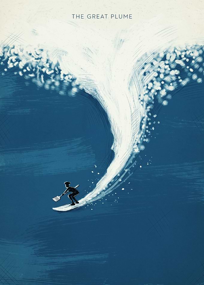 Surfer Riding Inside Giant Plume Wave