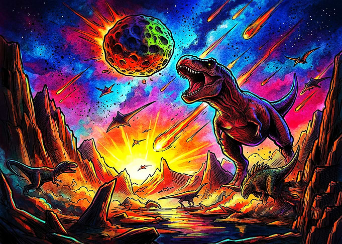 Dinosaur Extinction Event Neon Art