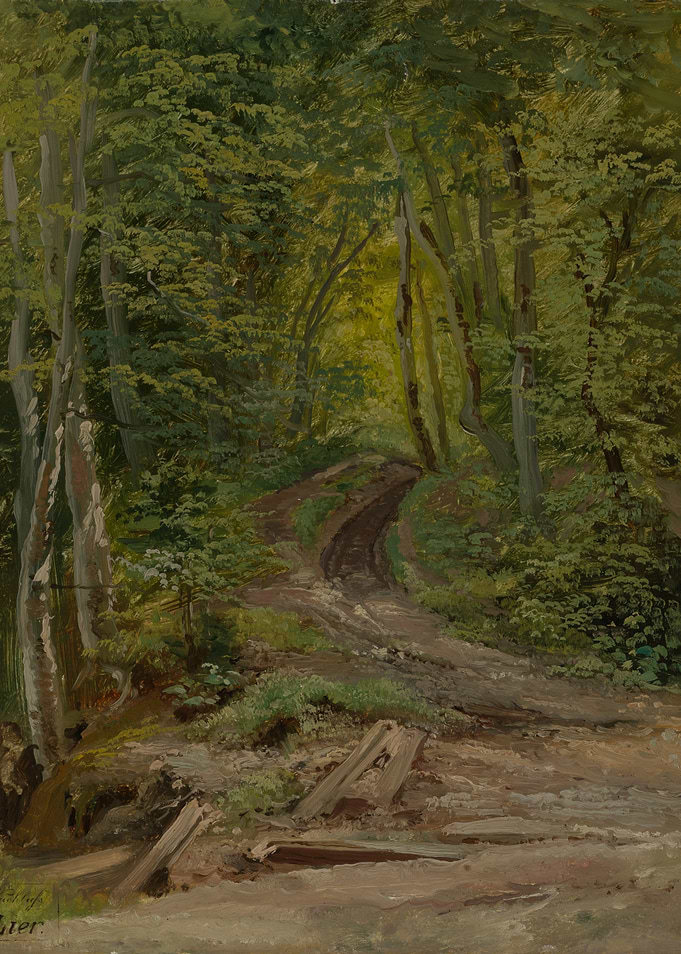 Oil Painting of a Forest Path
