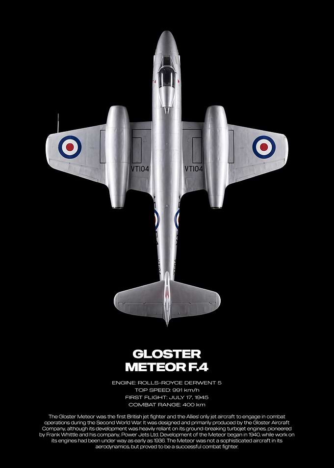Gloster Meteor F.4 Technical Poster