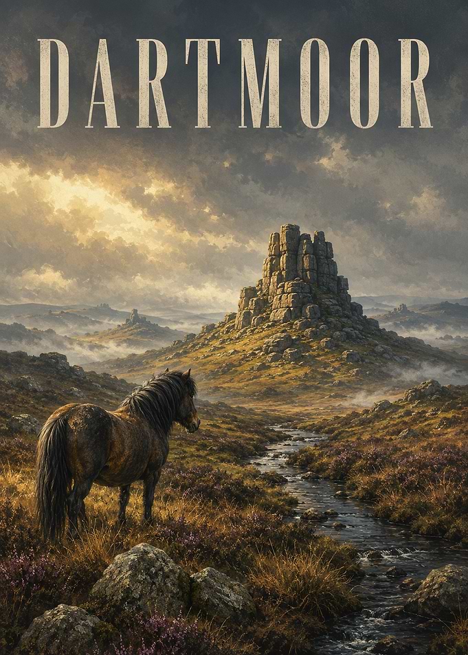Dartmoor Landscape with Wild Pony