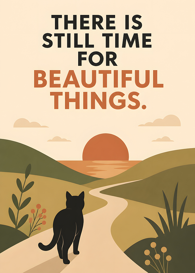 Inspirational Cat Sunset Poster