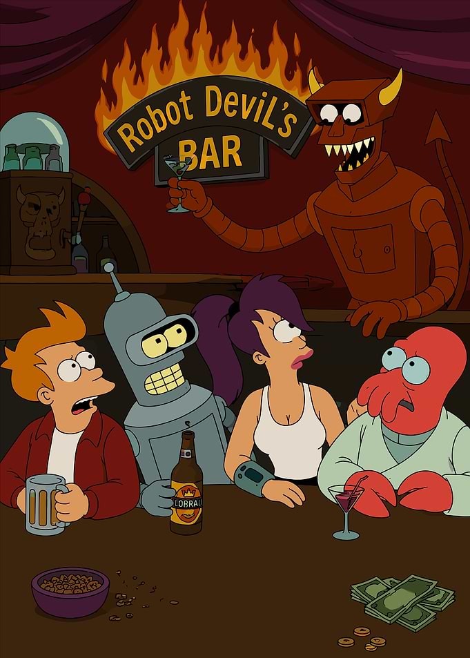 Futurama Characters at Robot Devil's Bar
