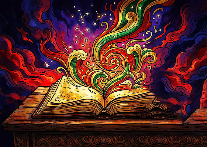 Magical Book with Swirling Energy