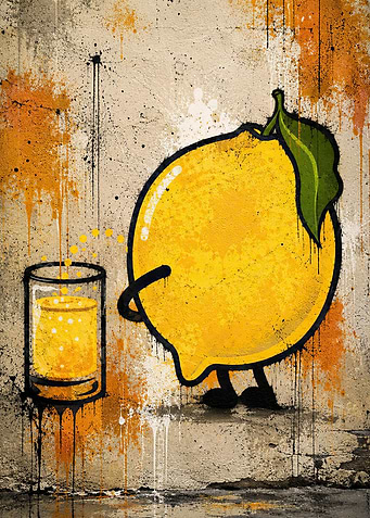 Graffiti Style Lemon Making Juice