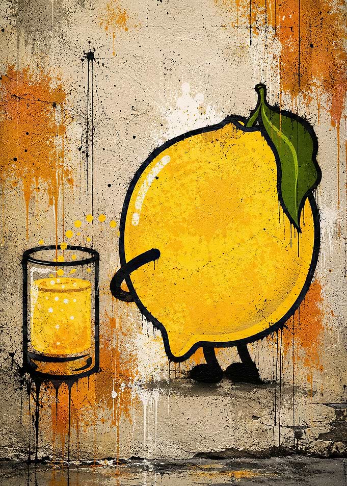 Graffiti Style Lemon Making Juice