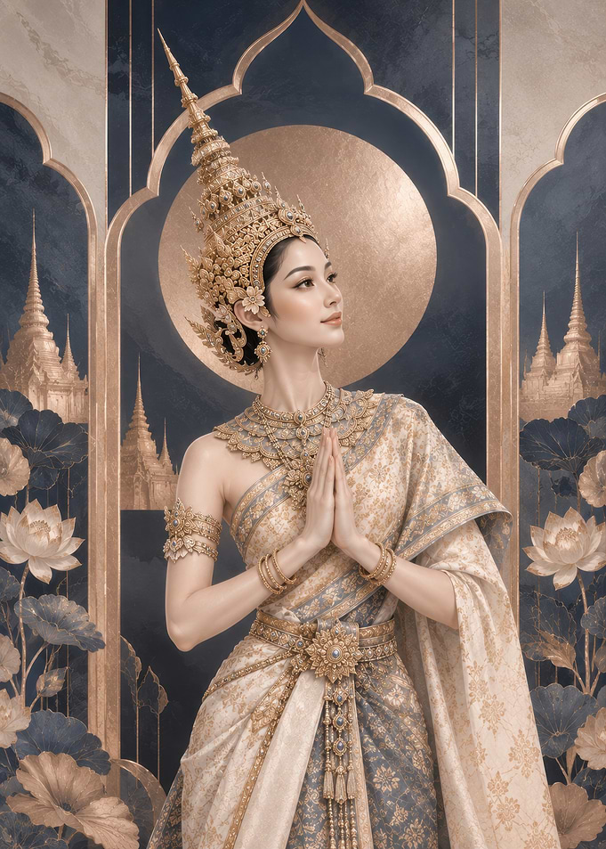 Elegant Thai Woman in Traditional Attire