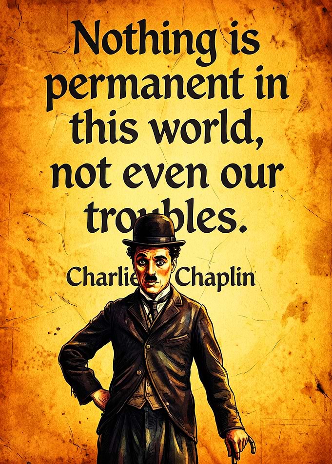 Charlie Chaplin Inspirational Quote Poster