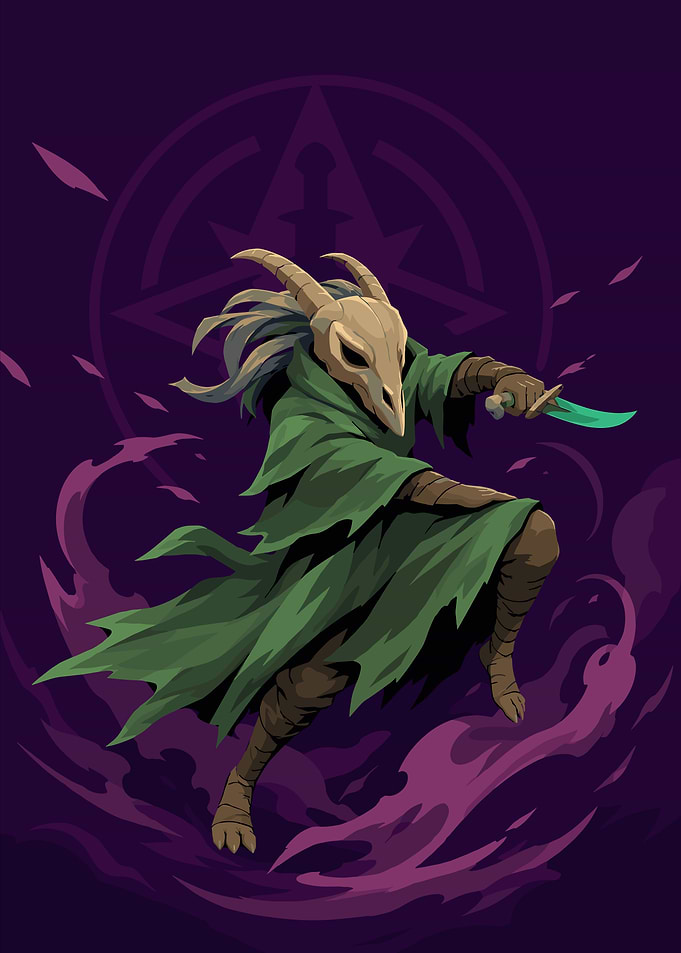 Pixel Art Goat Skull Assassin