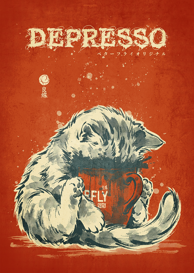 Depresso Cat Coffee Poster