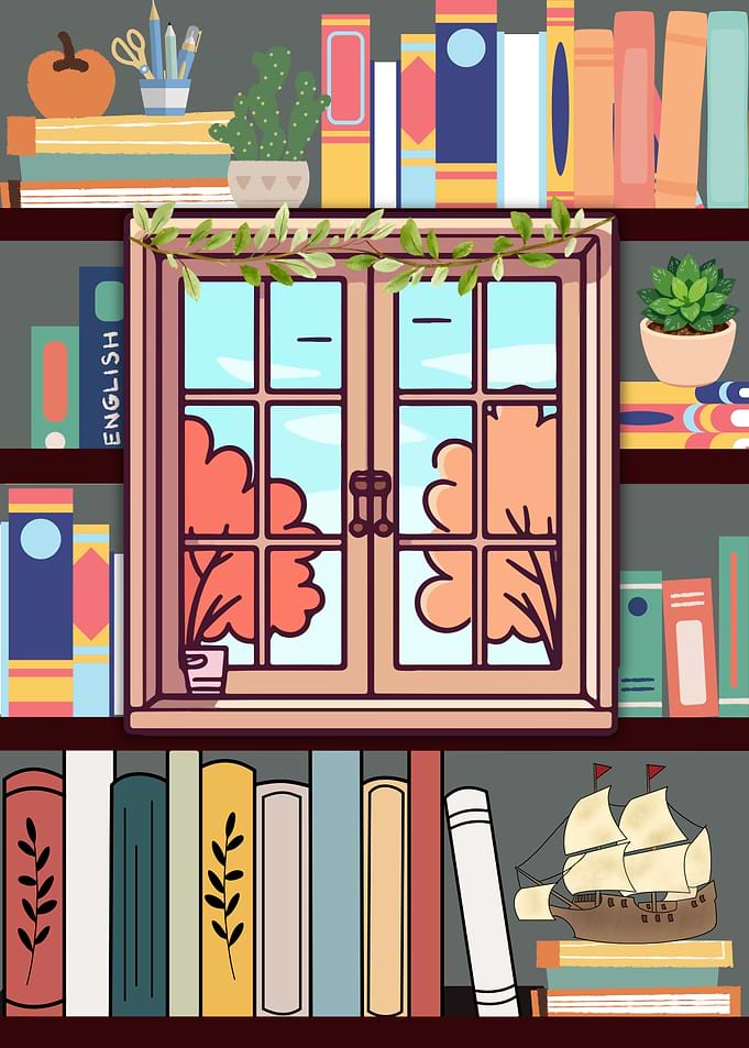 Cozy Bookshelf Window