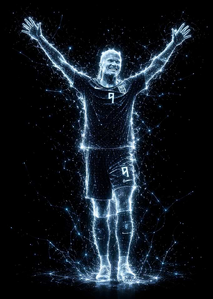 Erling Haaland Glowing Digital Art