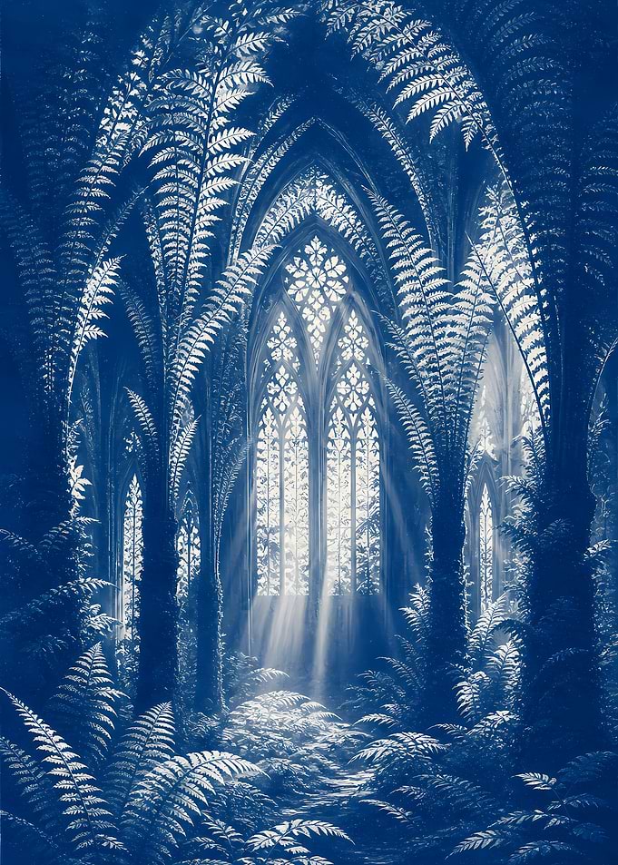 2514 Cyanotype Fern Cathedral Monochrome