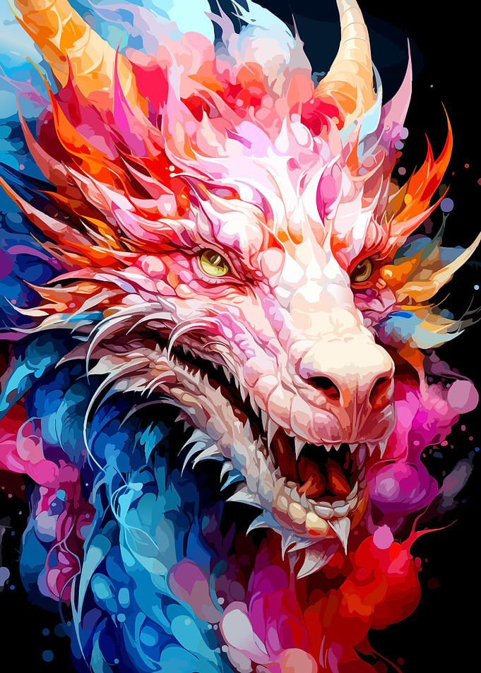 Vibrant Colorful Fantasy Dragon Portrait