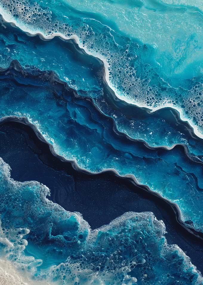 Abstract Blue Ocean Resin Art