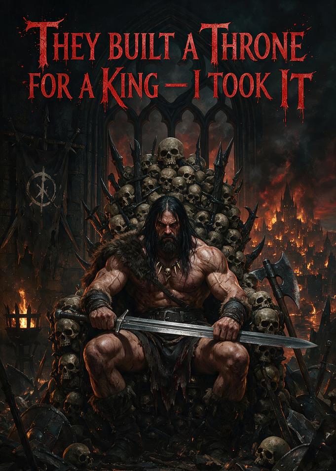 Barbarian King on Skull Throne