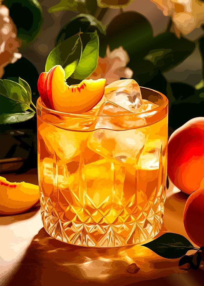 Refreshing Peach Iced Cocktail