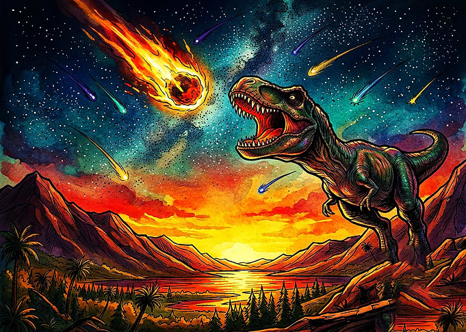 T-Rex Facing Impending Meteor Extinction